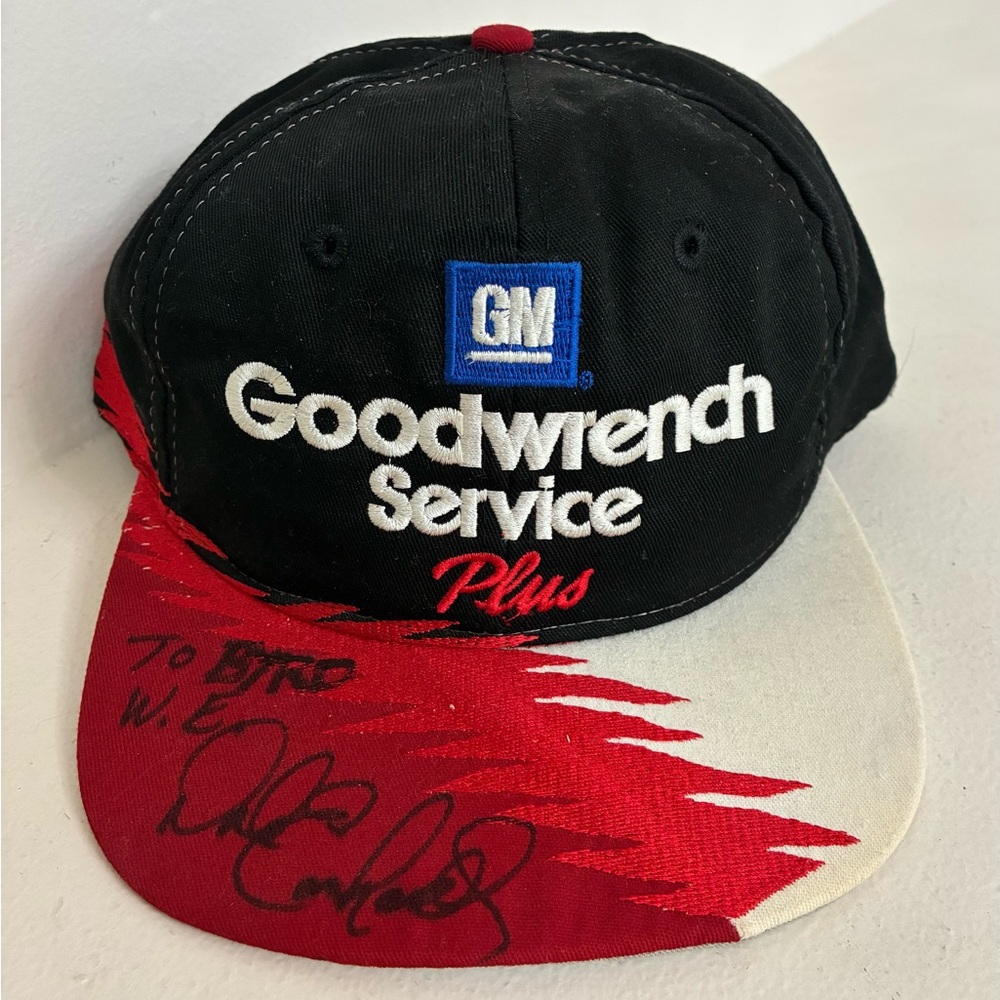 Vintage NASCAR GM Goodwrench Service Hat Signed Autographed Dale Earnhardt Cap